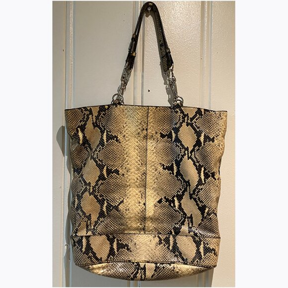 VTG Club Monaco Leather / Snakeskin Large Tote Made in Italy Adjustable Straps - Picture 1 of 6